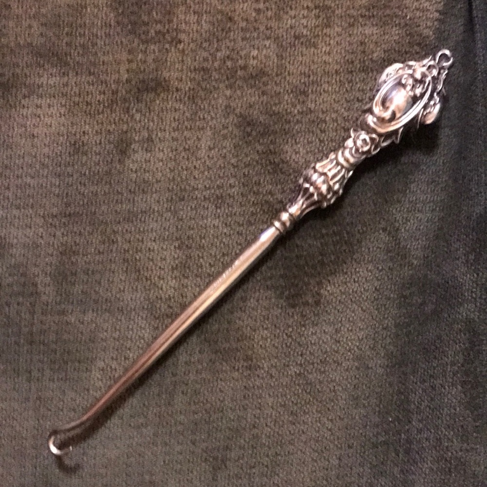 Antique English button hook Sterling  Silver and steel